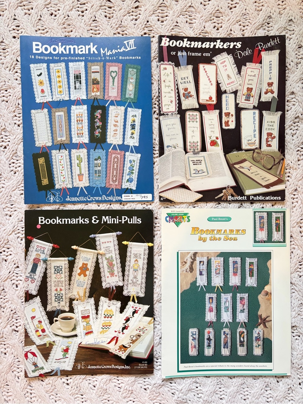 Set of 4 Cross-Stitch Bookmark Pattern Booklets - Multicolor and style
